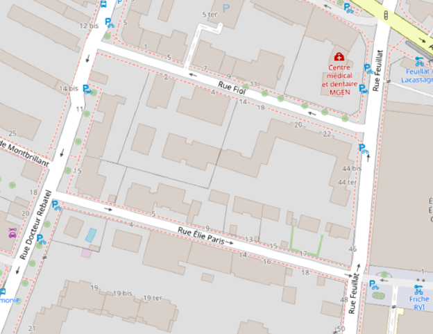 &ldquo;OSM brought in as a XYZ layer for Lyon, France&rdquo;