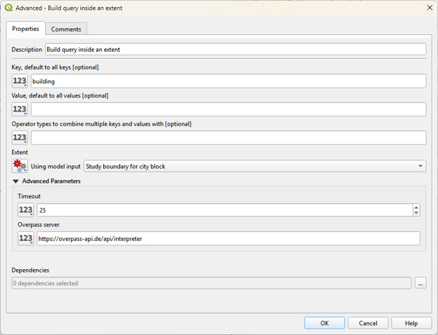 &ldquo;Build a query inside an extent from QuickOSM&rdquo;
