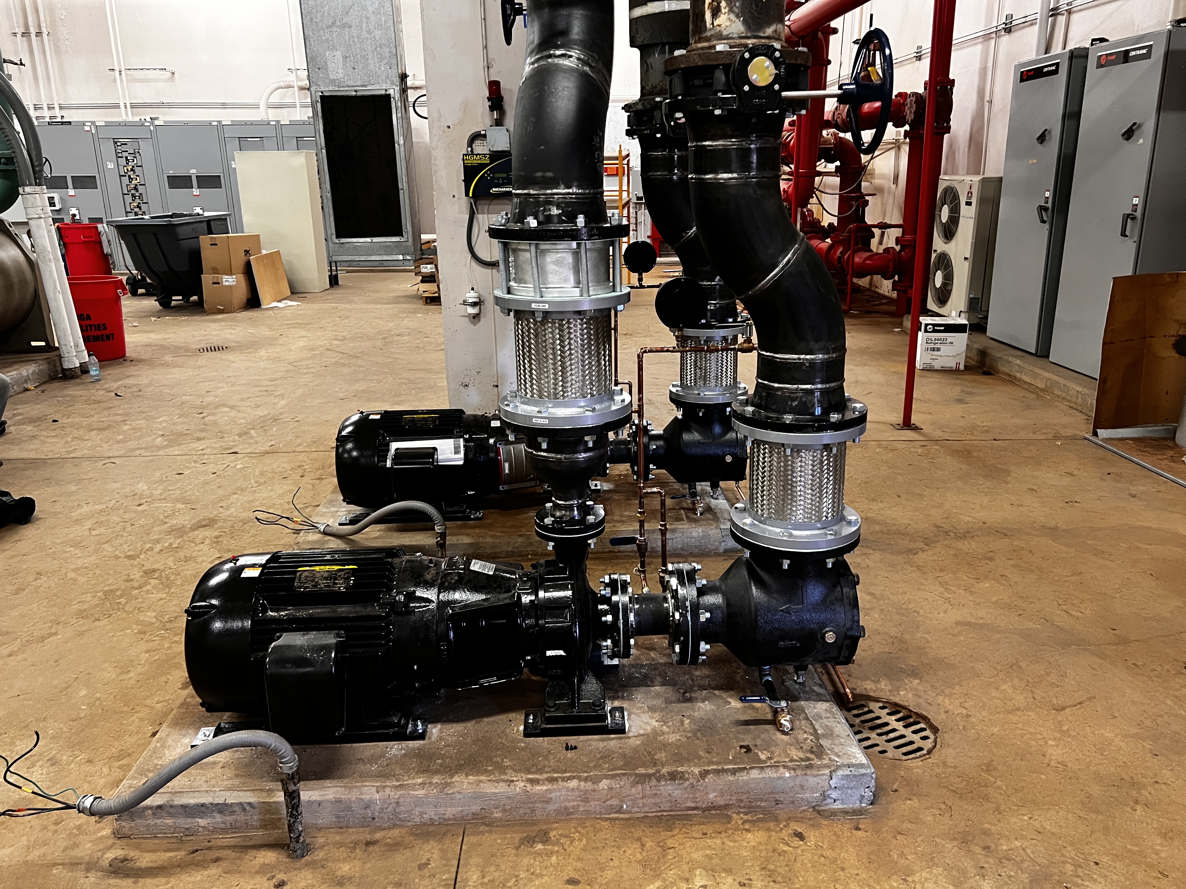Photograph of the installed MLC chiller pumps